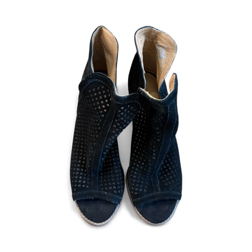 Black Peek a Boo Suede Booties|Ankle Boots|Black Suede Booties - Picture 8 of 9